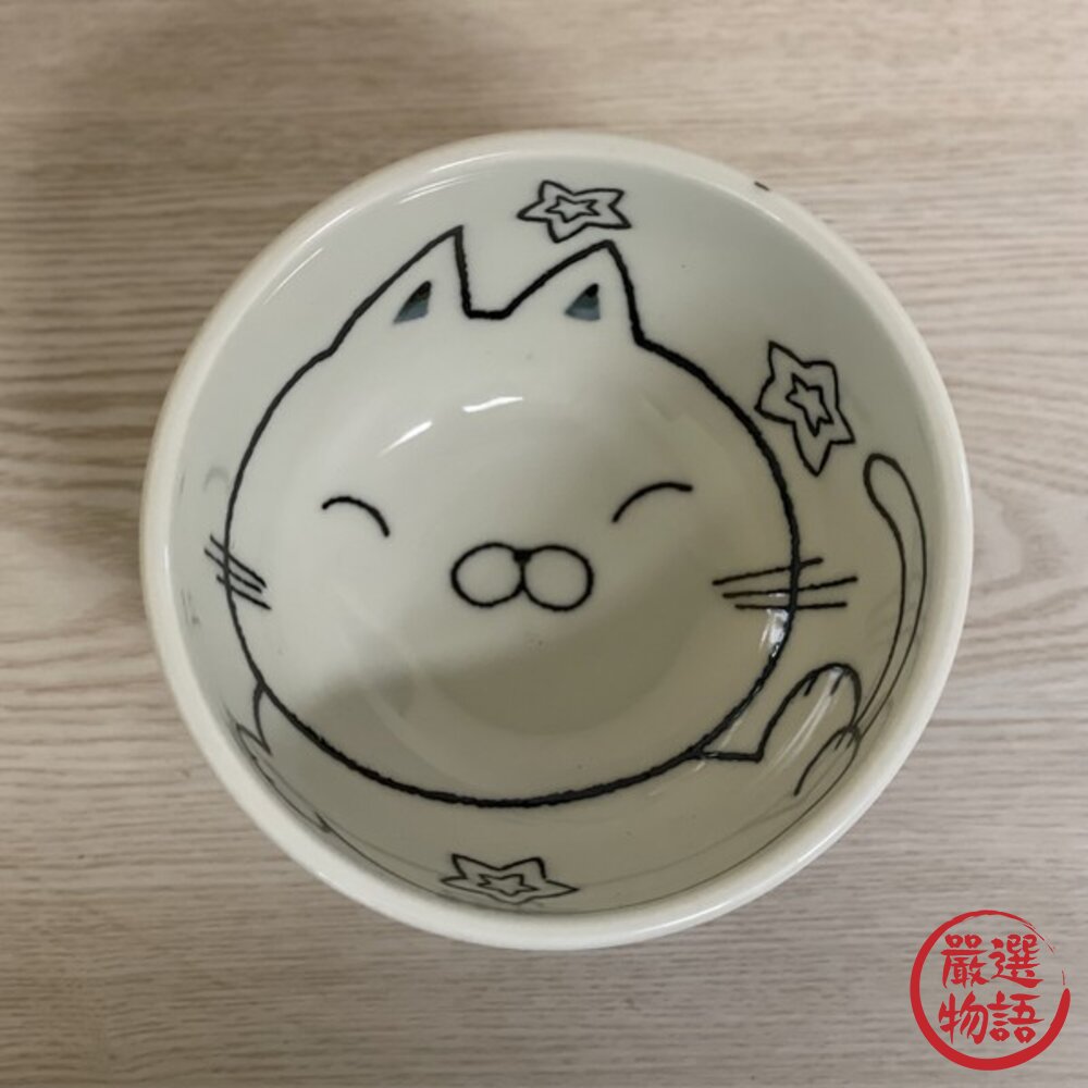 日本製 美濃燒陶瓷貓咪輕量碗 星星大貓臉造型 可愛實用必備款式 日本進口-圖片-4