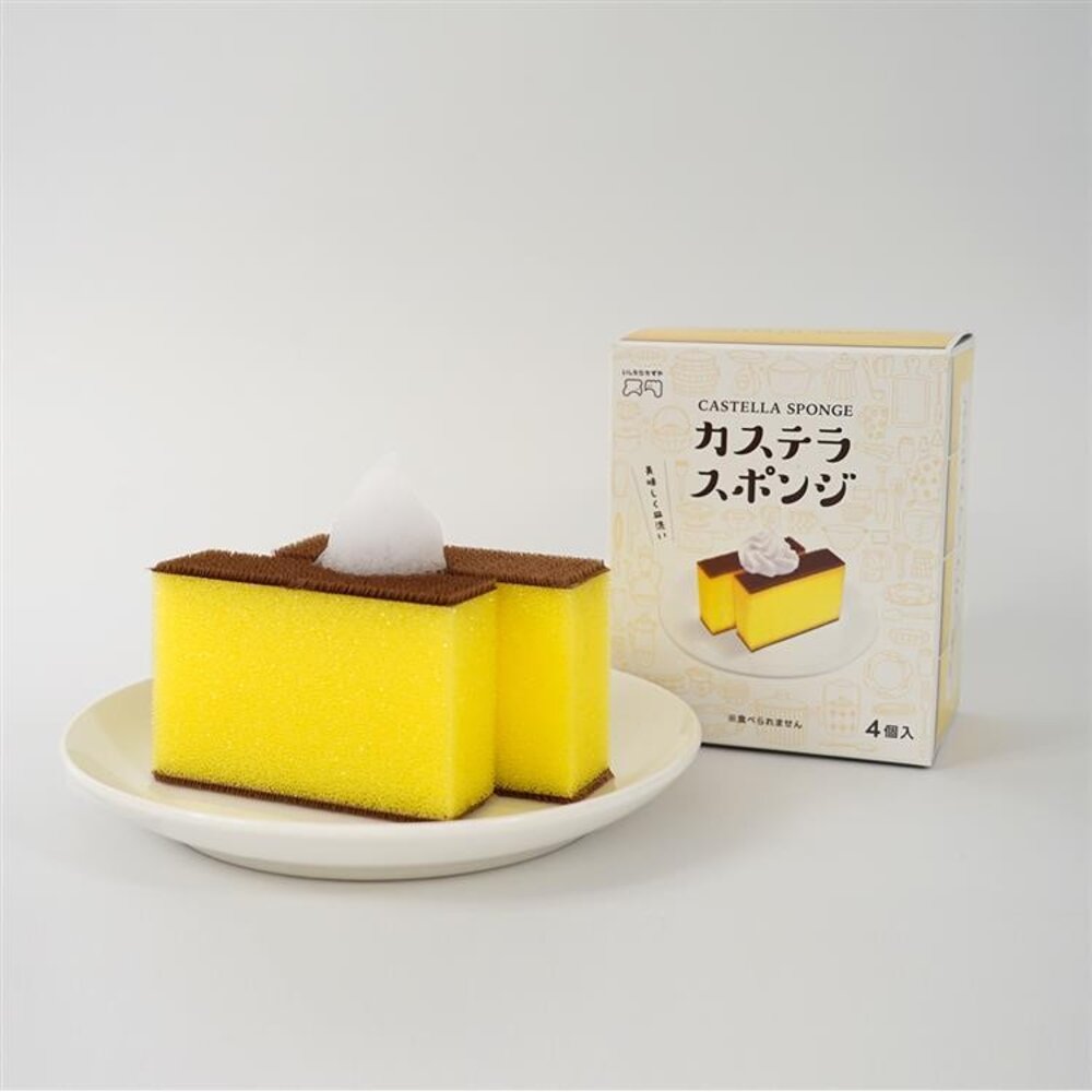 SF-020384-日本 Loft蜂蜜蛋糕造型海綿菜瓜布4入組 吸水力強除油汙效果佳不傷鍋具 品質與創意的完美結合 日本進口
