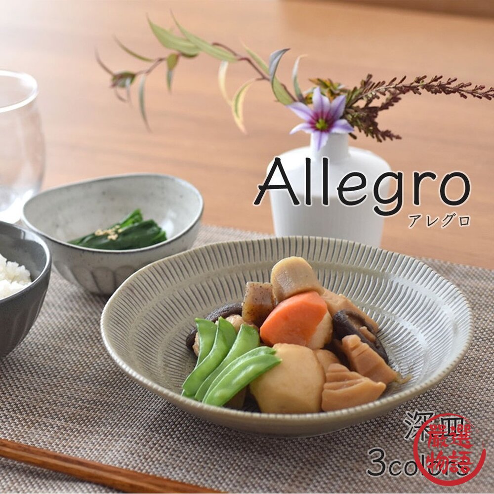 日本製美濃燒Allegro陶瓷深盤 獨特紋理設計 大容量適合各種料理及擺盤 日本進口-圖片-1