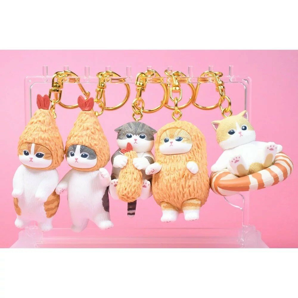 SF-020474-現貨 日本KITAN CLUB奇譚扭蛋 貓福珊迪炸蝦貓公仔鑰匙圈 mofusand貓咪吊飾 包包掛飾 公仔模型 日本進口