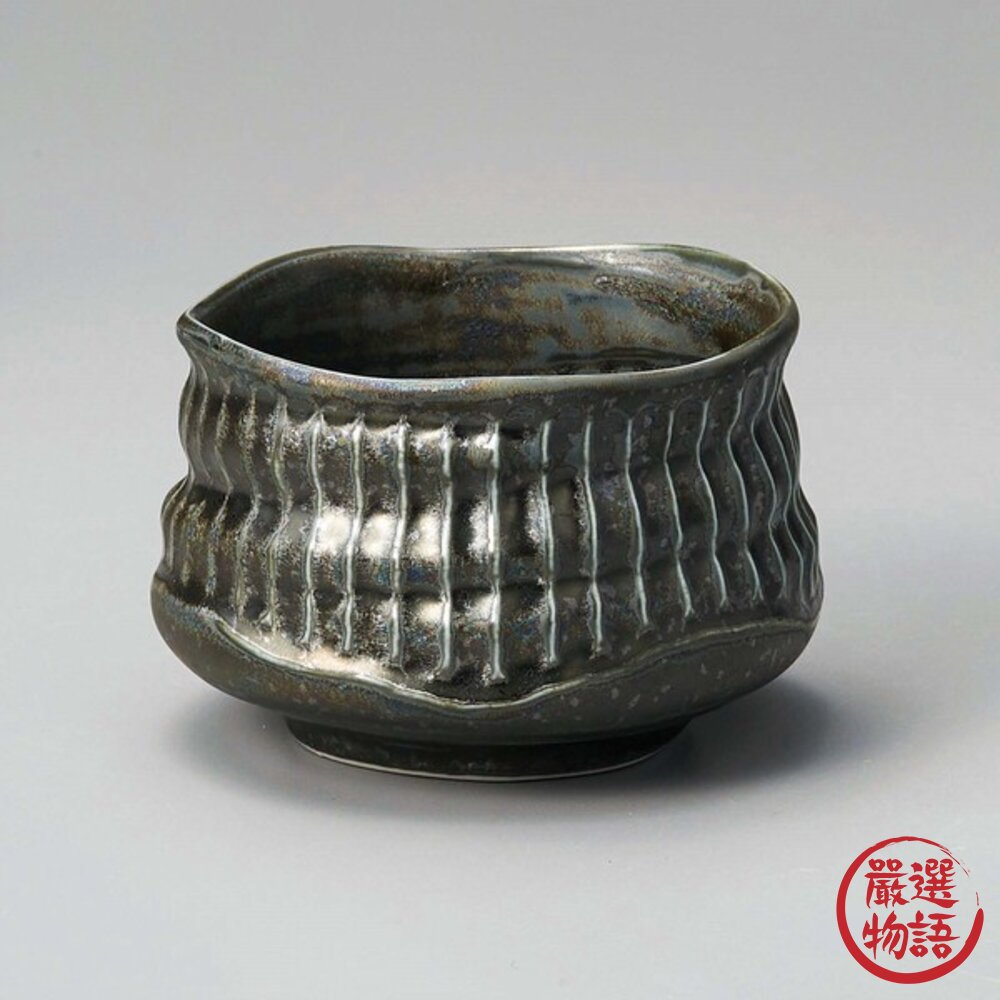 日本製 美濃燒 手工製作不規則明泉陶瓷抹茶碗 黒色 10cm| 抹茶杯 陶瓷杯 茶碗 茶具 茶杯 陶瓷碗 日本進口-圖片-1