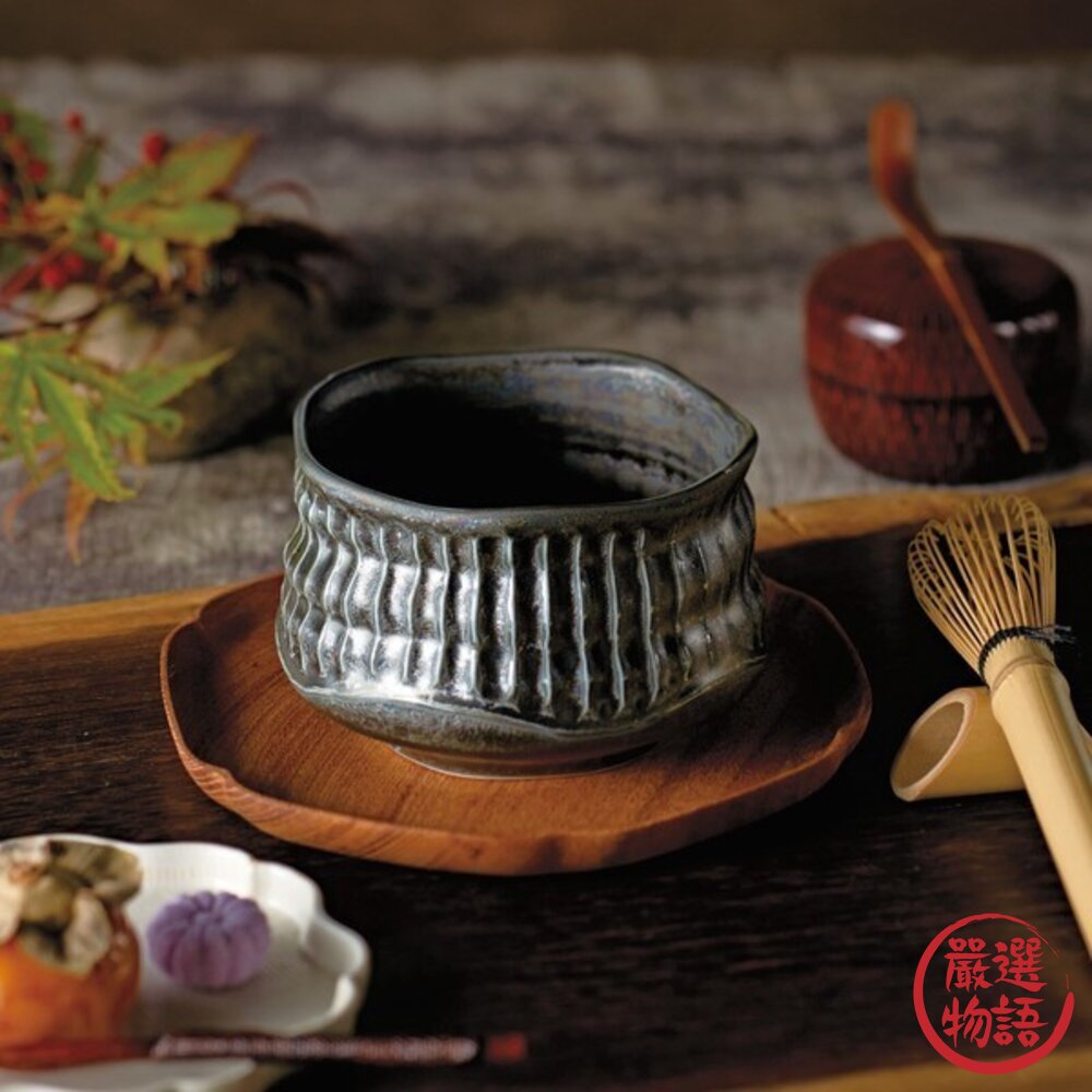 日本製 美濃燒 手工製作不規則明泉陶瓷抹茶碗 黒色 10cm｜ 抹茶杯 陶瓷杯 茶碗 茶具 茶杯 陶瓷碗 日本進口 封面照片