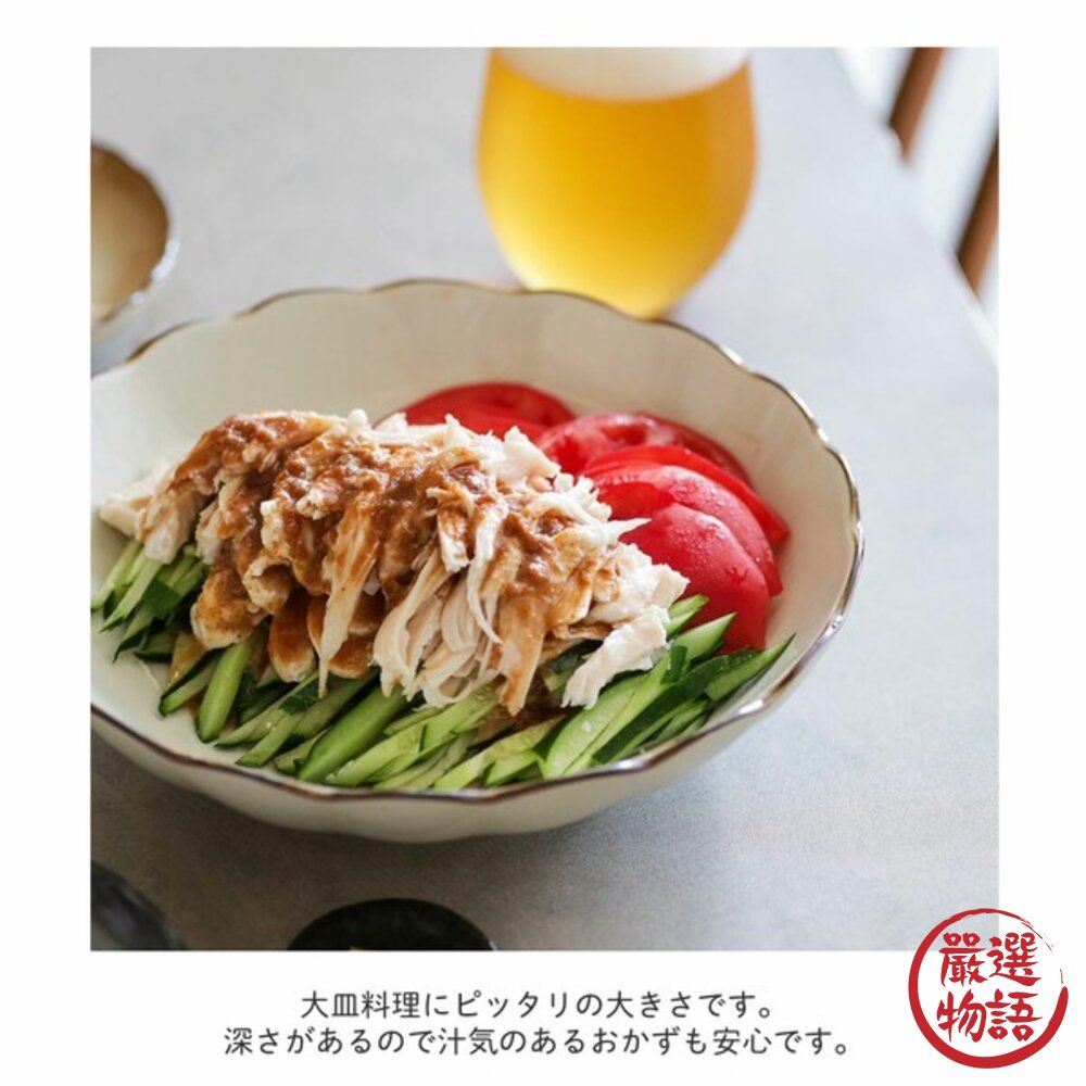 日本製透明十草冷麵蕎麥麵日式餐盤 日式碗盤 圓盤|棕色 白色 20.9cm 麵盤 菜盤 深盤 餐盤 日本進口-圖片-2