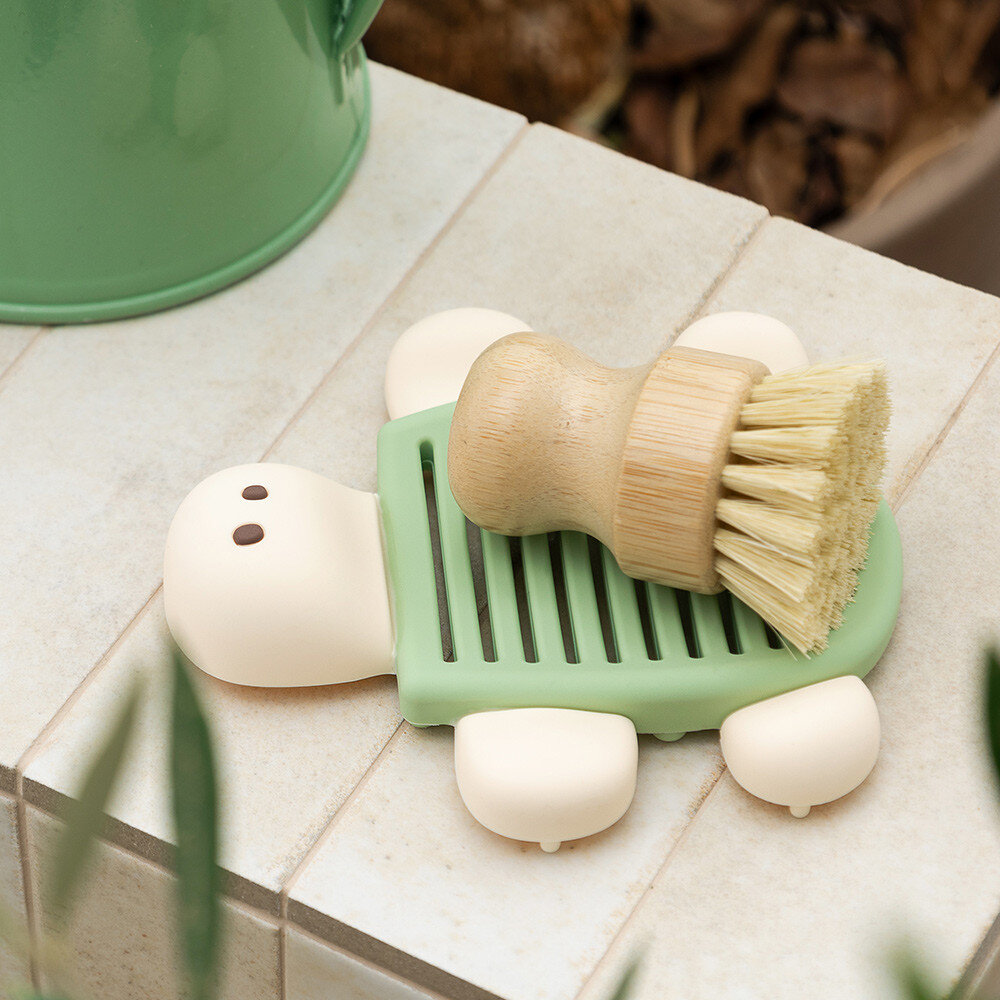 SF-020502-韓國文創 Romane 烏龜造型香皂菜瓜布矽膠瀝水架｜浴室肥皂架 瀝水架 廚房瀝水架 肥皂架 皂盒 日本進口