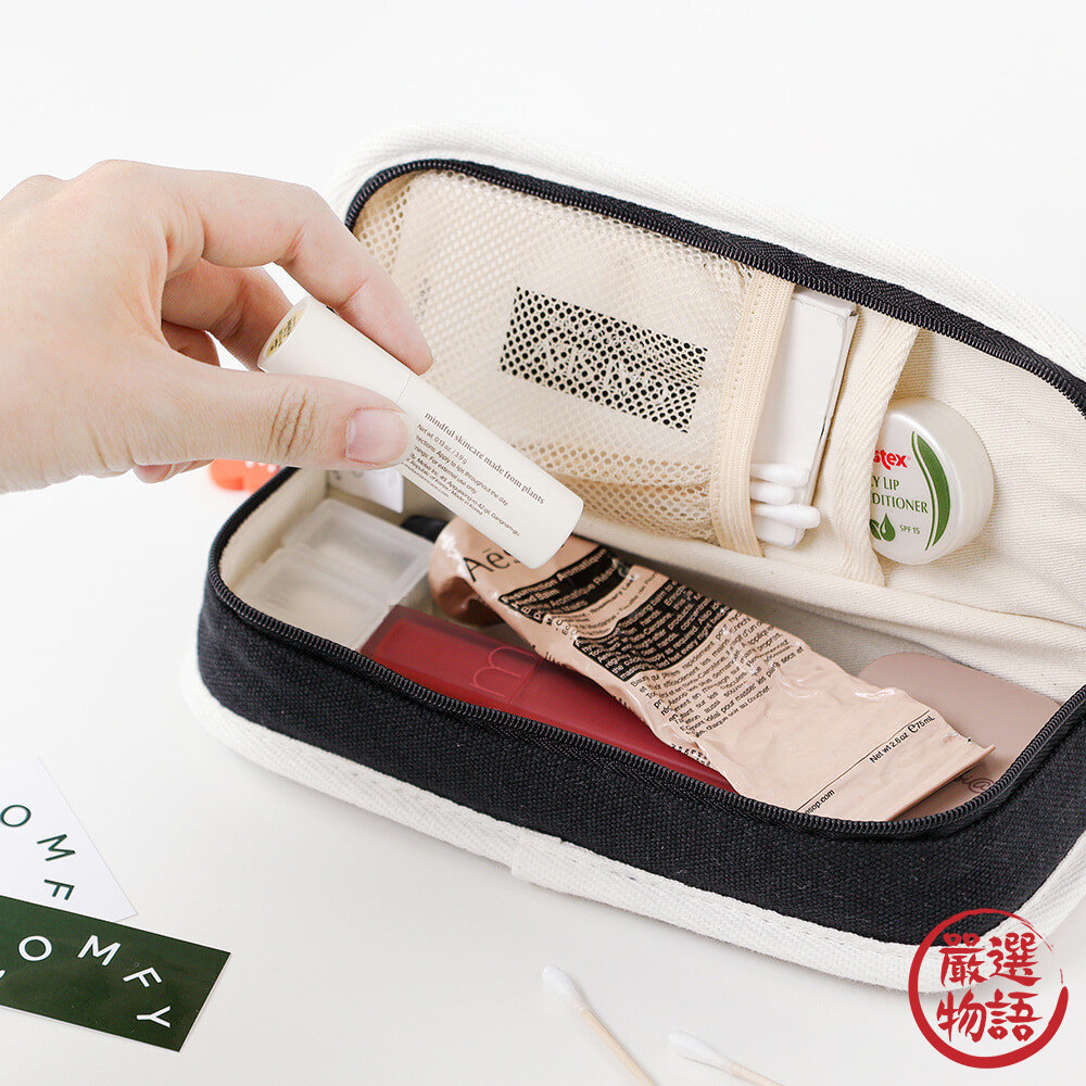 韓國文創Romane 鉛筆袋 早午餐兄弟側開式筆袋 櫻桃貓咪 吐司 行動電源收納包 小化妝包 旅行收納包 日本進口-圖片-2