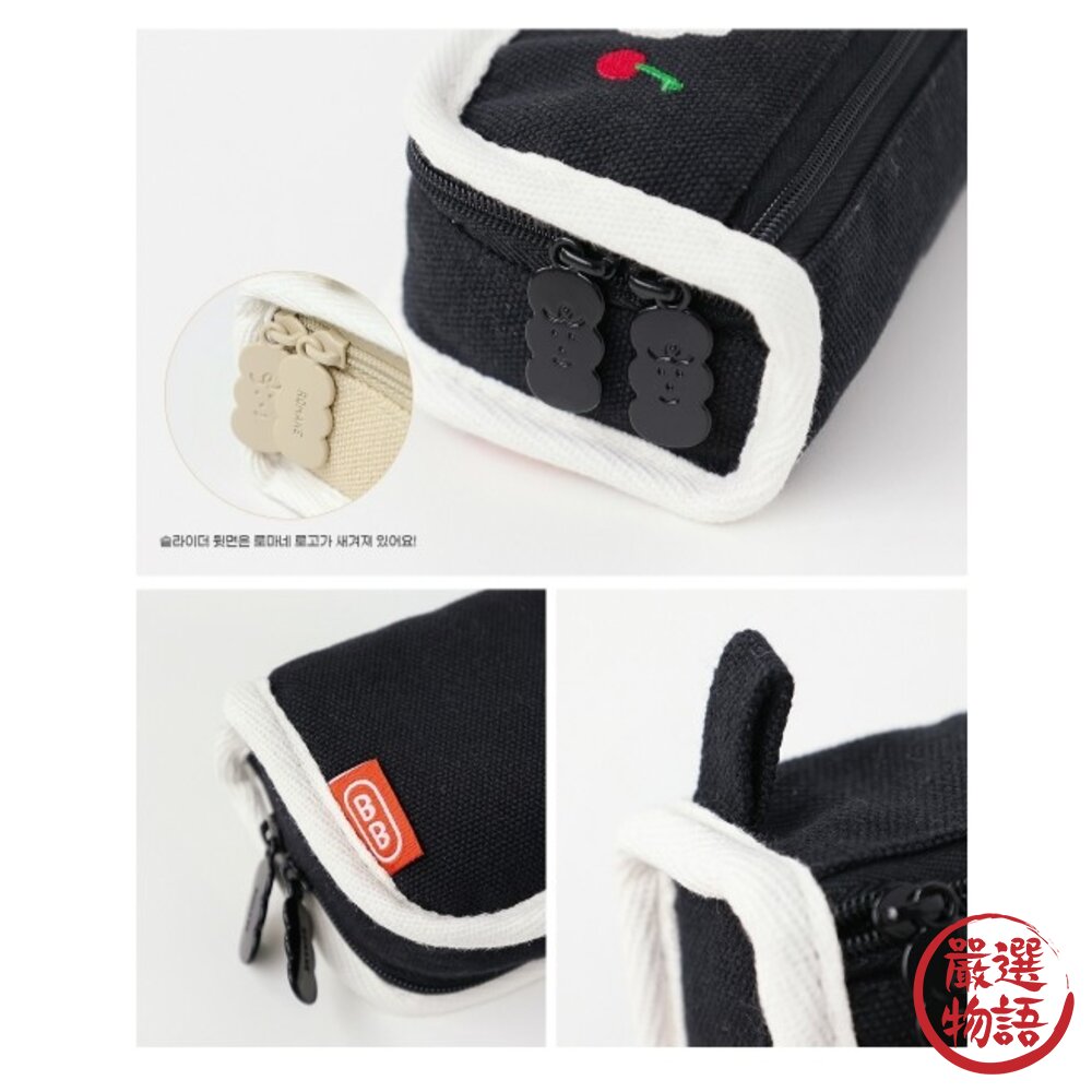 韓國文創Romane 鉛筆袋 早午餐兄弟側開式筆袋 櫻桃貓咪 吐司 行動電源收納包 小化妝包 旅行收納包 日本進口-圖片-3