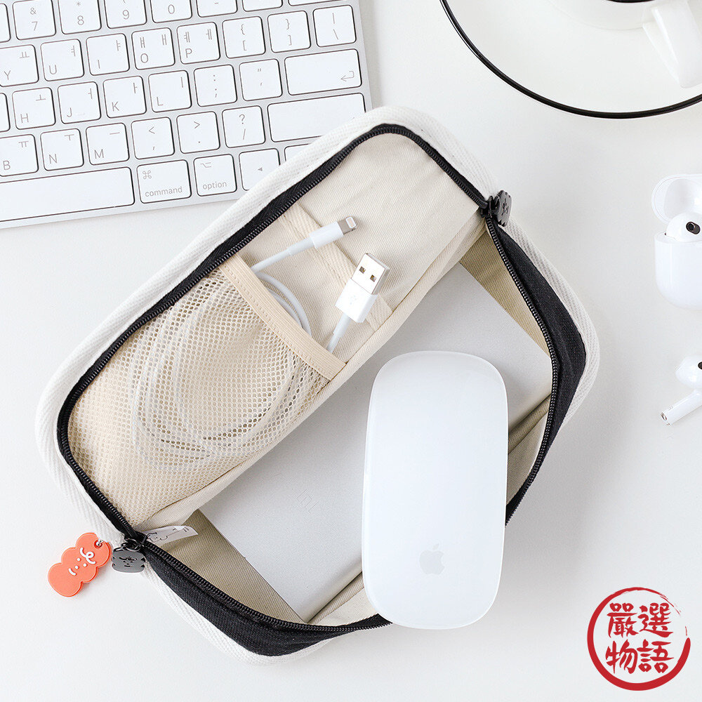 韓國文創Romane 鉛筆袋 早午餐兄弟側開式筆袋 櫻桃貓咪 吐司 行動電源收納包 小化妝包 旅行收納包 日本進口-圖片-4