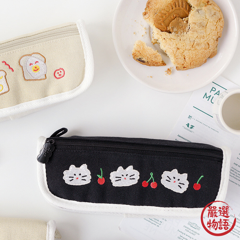 韓國文創Romane鉛筆袋早午餐兄弟側開式筆袋櫻桃貓咪吐司行動電源收納包小化妝包旅行收納包日本進口