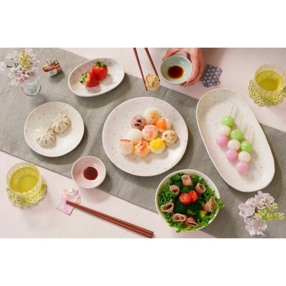 SF-020534-現貨 日本製美濃文山窯圓點造型陶瓷餐具 Spray 餐盤 陶瓷碗 沙拉碗 點心碗 魚盤 蛋糕盤 麵包盤 日本進口