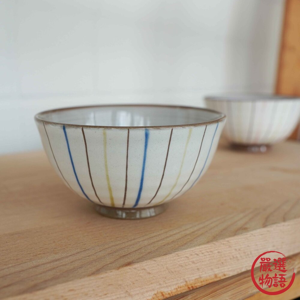 日本製美濃燒餐具十草線條陶瓷餐碗 KAKUNI &.簡約風格 210ml 飯碗 碗盤 對碗 日式餐具 日本進口-圖片-1