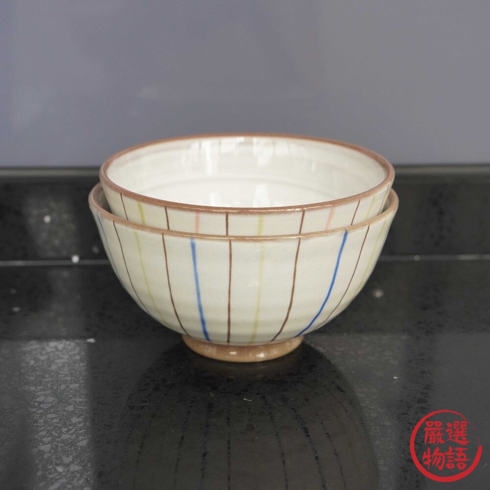 日本製美濃燒餐具十草線條陶瓷餐碗 KAKUNI &.簡約風格 210ml 飯碗 碗盤 對碗 日式餐具 日本進口-圖片-6