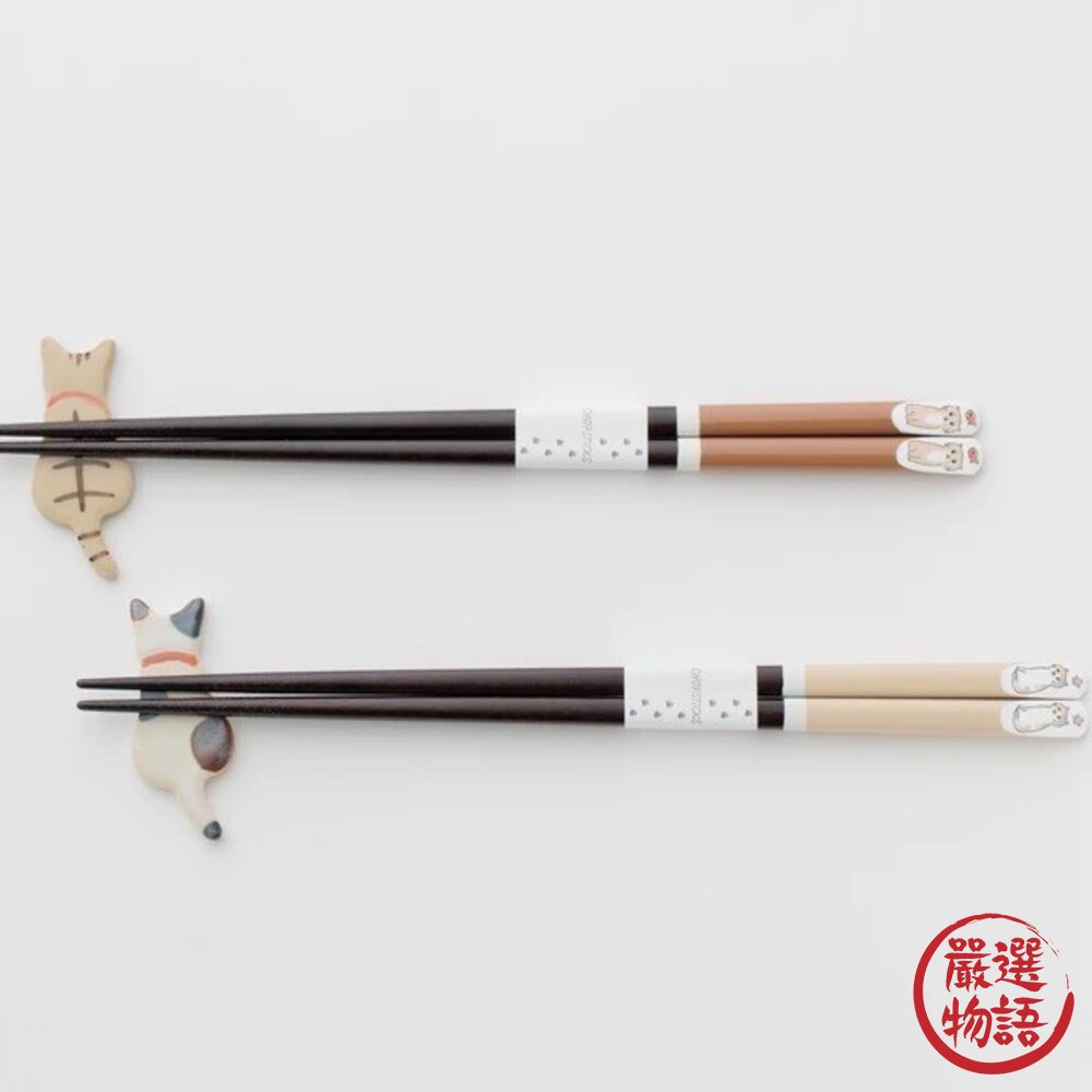 日本製造HARUPEI貓咪對筷禮盒組 附筷架 23cm 日本進口 日本天然竹筷 環保筷子 餐筷 若狭塗技 日式餐具-圖片-1