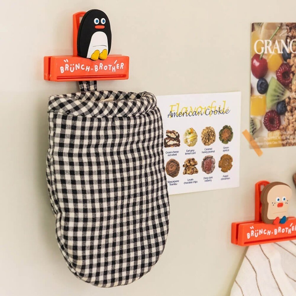 SF-020617-韓國代購 Romane早午餐兄弟可磁吸磁鐵夾 企鵝 吐司 鴨子｜冰箱磁鐵 封口夾 食物夾 磁鐵夾 菜單夾 日本進口