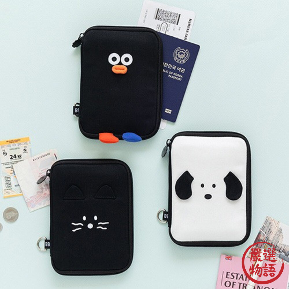 韓國代購 Romane早午餐兄弟多夾層護照包 貓咪 狗狗 Pompom 護照包 護照套 護照夾 護照錢包 日本進口-圖片-3