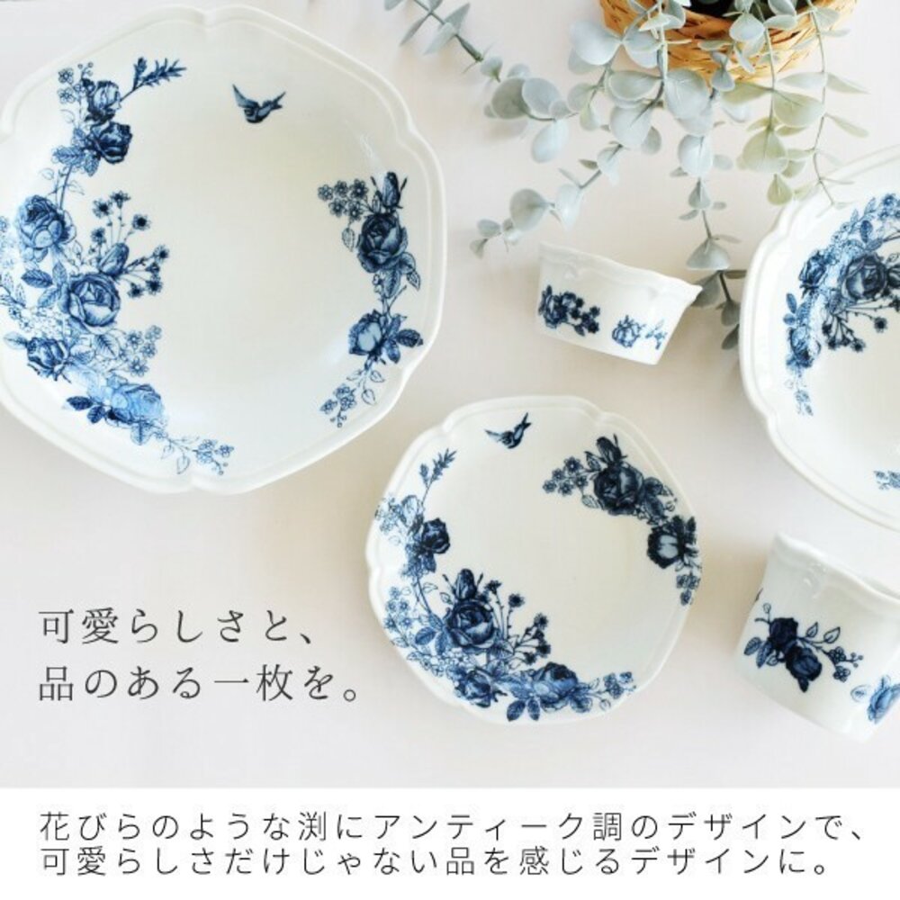 SF-020643-現貨 日本製美濃燒餐盤｜復古玫瑰 花卉 陶瓷餐盤 日式餐盤 圓盤 點心盤 淺盤 義大利麵盤 甜點盤 小菜盤 日本進口