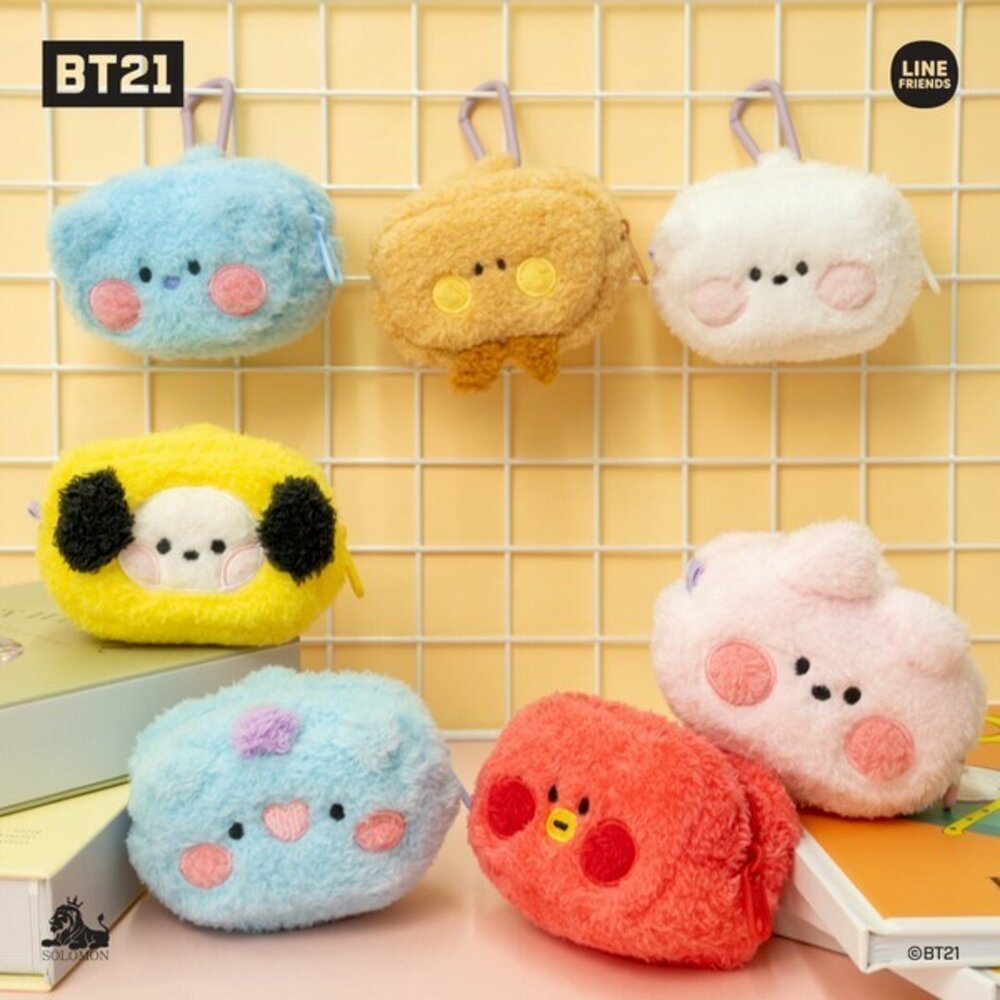 SF-020644-現貨 BT21 minini 毛絨零錢包｜耳機收納包 airpods case 耳機盒 耳機包 收納包 小物包 日本進口