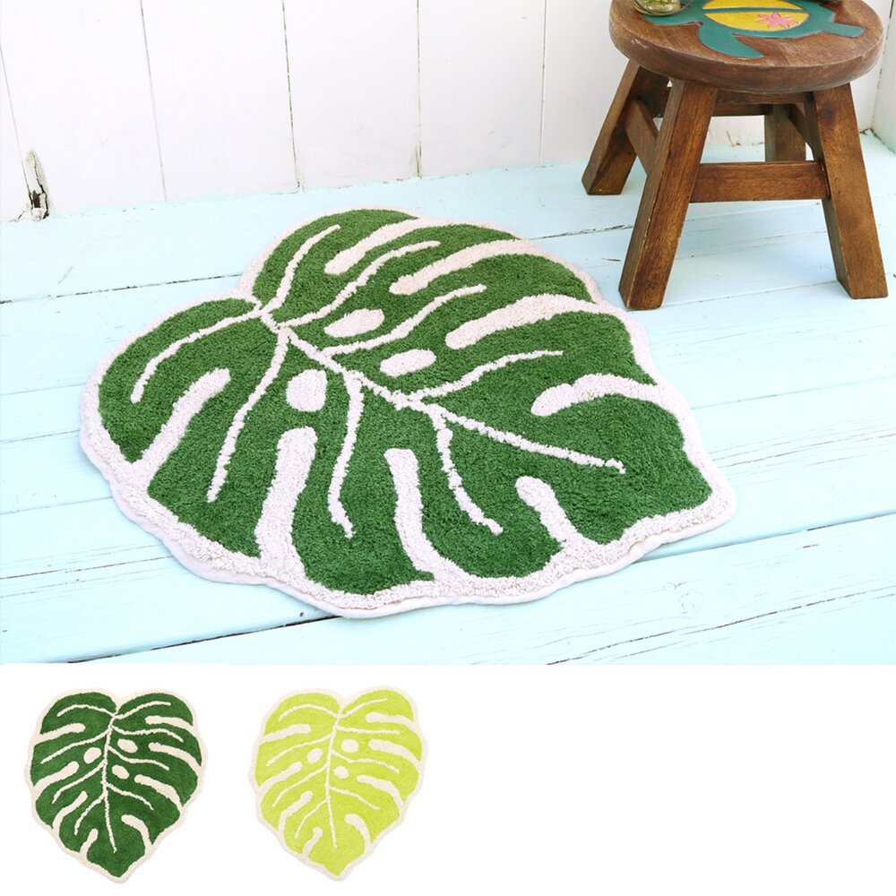 SF-020665-日本植物龜背芋造型地墊 腳踏墊 | 絨毛地墊 空間綠化 擺飾 地毯 造型地墊 廚房地墊 浴廁地墊