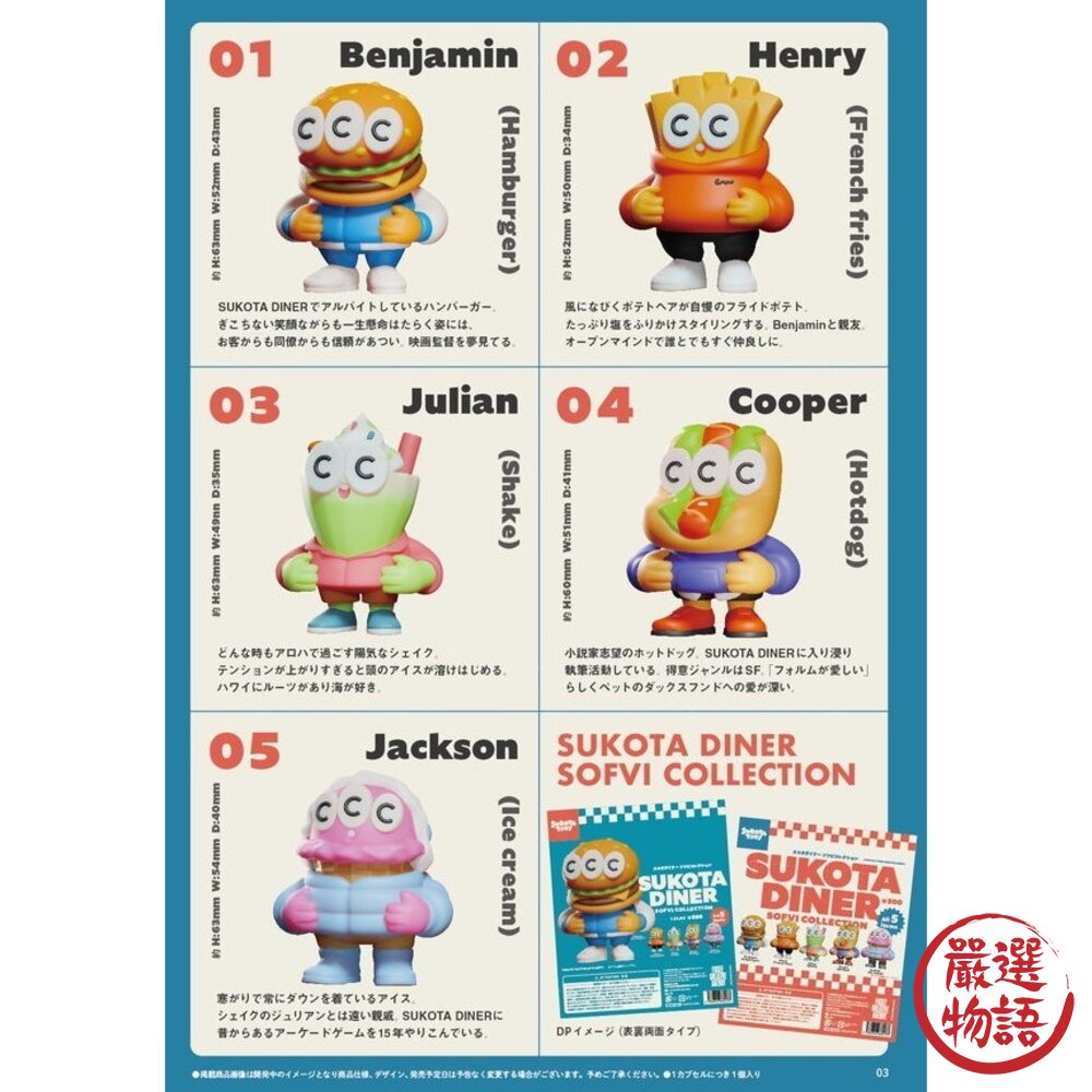 日本FUSEE扭蛋SUKOTA DINER軟膠公仔 | 漢堡 薯條  奶昔 熱狗 冰淇淋 轉蛋 公仔 收藏 售完不補 封面照片