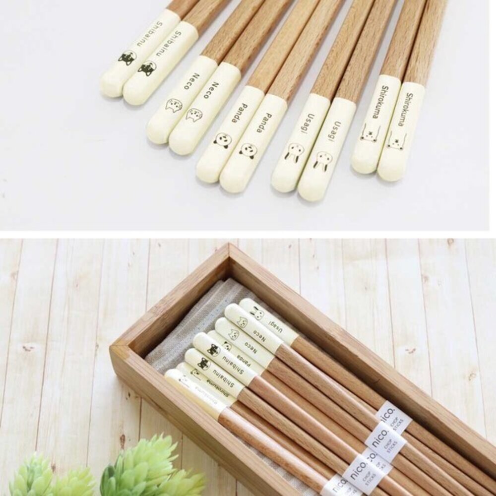 SF-020676-日本製田中箸店 Mono動物圖案天然木筷 日式筷子 對筷 23cm 兒童筷子 環保筷 竹筷 碗筷 餐具 日本進口