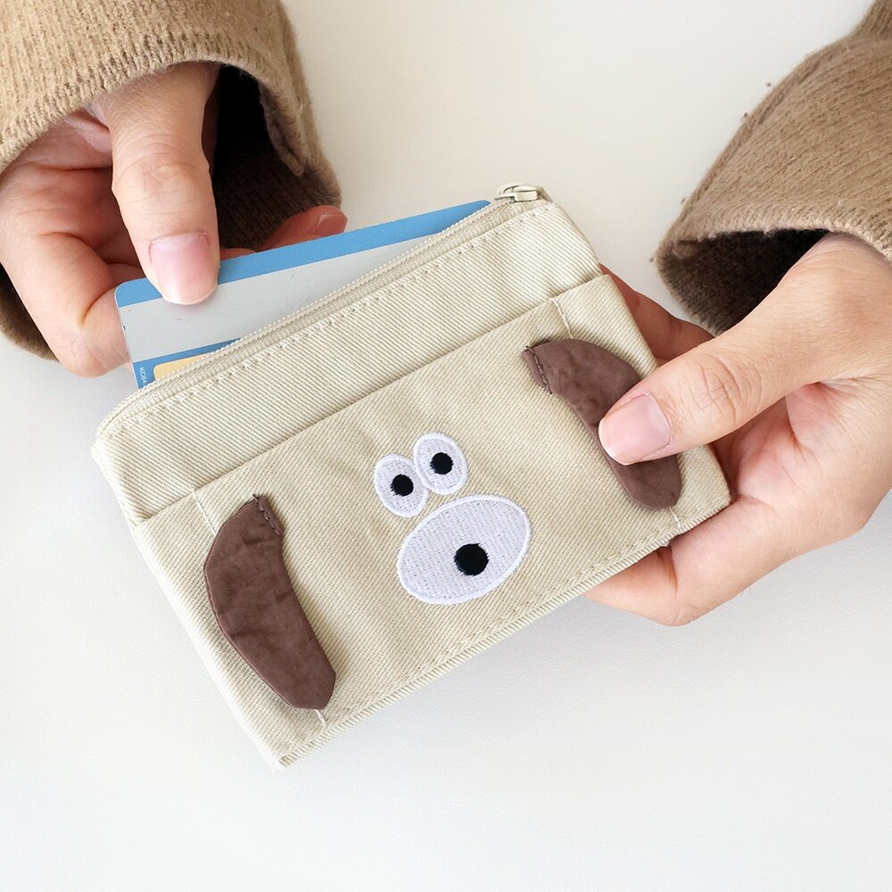 SF-020685-韓國 Romane 狗狗 兔兔 票卡夾  卡片零錢包 | 錢包 票卡包 零錢包 卡包 韓國文創 可愛錢包 包包 日本進口