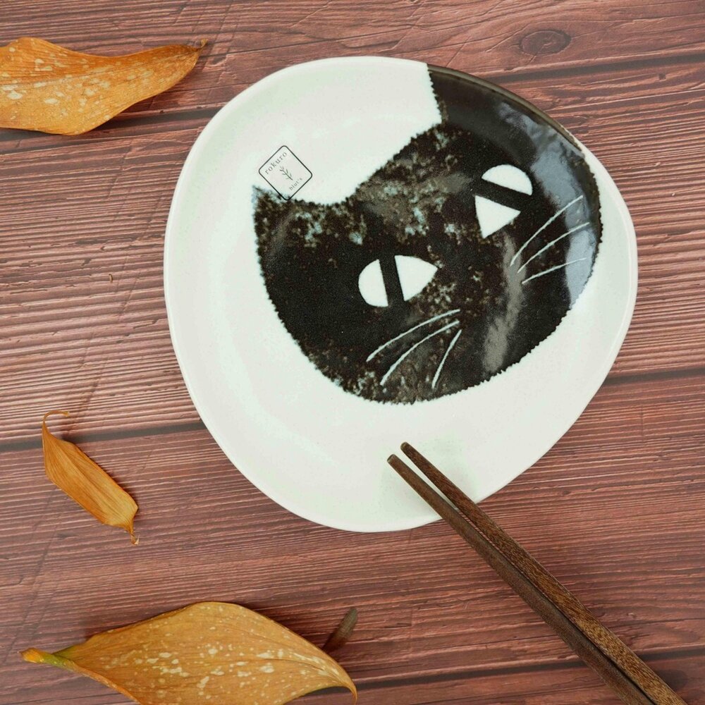 SF-020714-日本製 rokuro 六魯 黑貓 小盤子 甜點盤 蛋糕盤 水果盤 日本盤子 飾品盤 日式餐盤 陶瓷盤 盤 日本進口