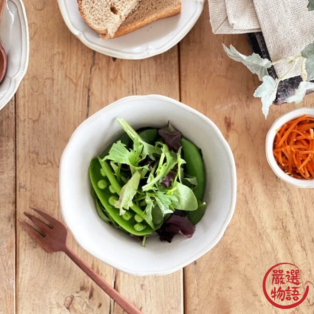 日本製 美濃燒 白瓷花瓣 陶瓷碗 沙拉碗 深碗 湯碗 | 碗盤 碗筷 瓷碗 餐具 陶瓷餐具-圖片-1