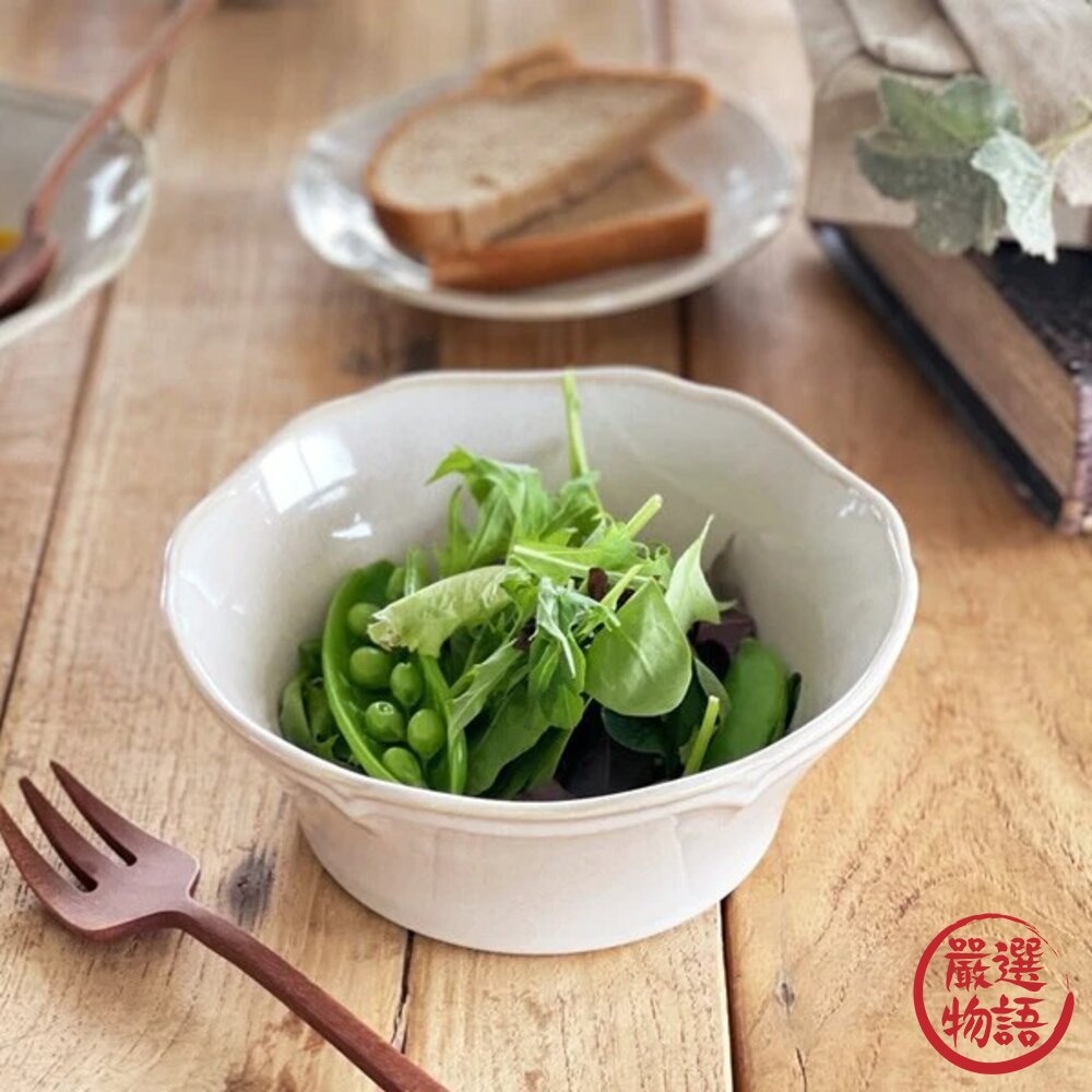 日本製 美濃燒 白瓷花瓣 陶瓷碗 沙拉碗 深碗 湯碗 水果 陶瓷 碗 碗盤 碗筷 瓷碗 餐具 陶瓷餐具 日本進口-圖片-2