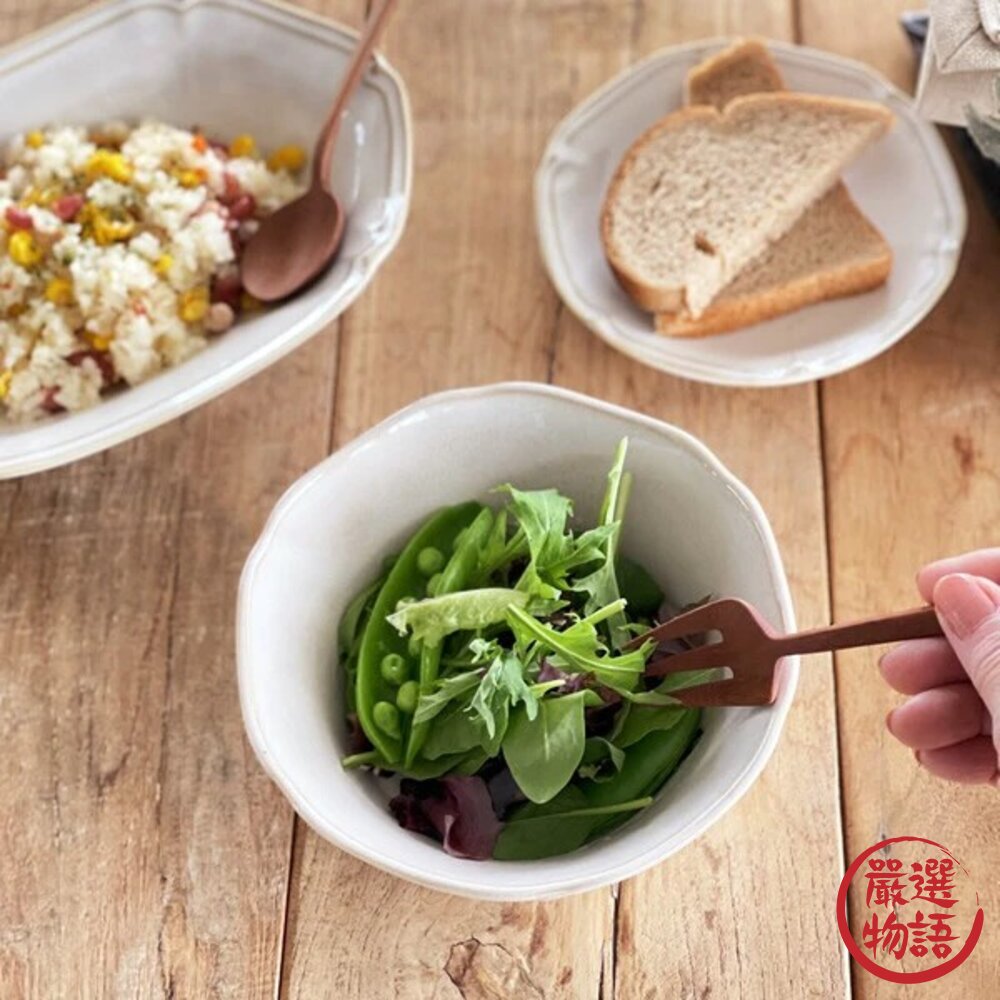 日本製 美濃燒 白瓷花瓣 陶瓷碗 沙拉碗 深碗 湯碗 | 碗盤 碗筷 瓷碗 餐具 陶瓷餐具-圖片-3