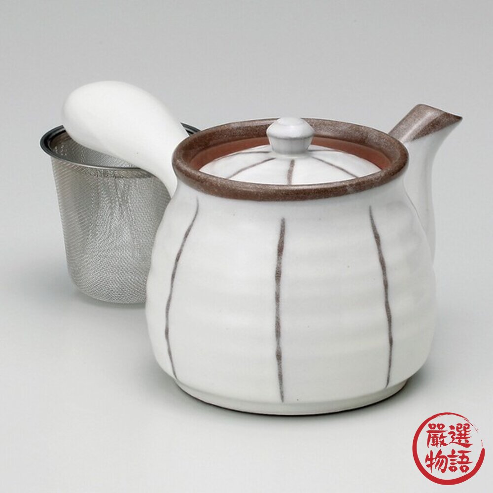日本製 京十草六兵衛 茶壺 側把壺 陶瓷茶壺 附濾網 茶葉 茶海 茶具 陶壺 陶瓷 茶壺 美濃燒 壺 日本進口-圖片-1