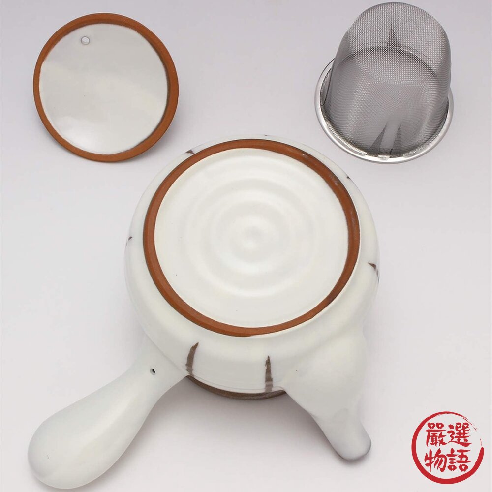 日本製 京十草六兵衛 茶壺 側把壺 陶瓷茶壺 附濾網 茶葉 茶海 茶具 陶壺 陶瓷 茶壺 美濃燒 壺 日本進口-圖片-4
