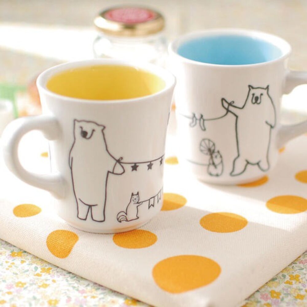 SF-020755-日本製 美濃燒 手繪北極熊馬克杯 水杯 對杯 杯子 咖啡杯 牛奶杯 兒童水杯 陶瓷杯 茶杯 杯 日本進口