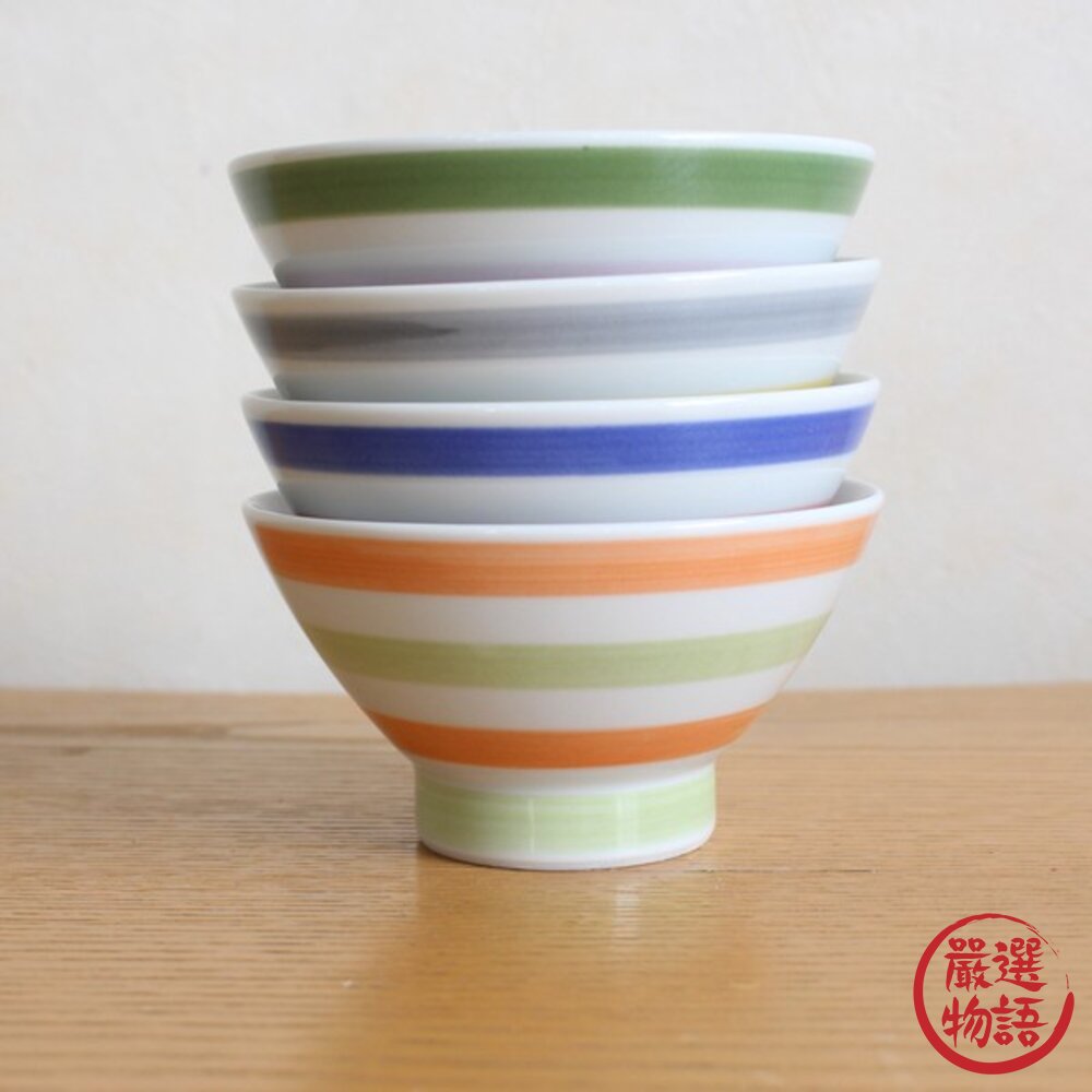 日本製 日式 線條 陶瓷碗 日本碗 飯碗 茶碗 兒童碗 湯碗 碗 波佐見燒 碗盤 日式餐具 餐具 日本進口-圖片-1