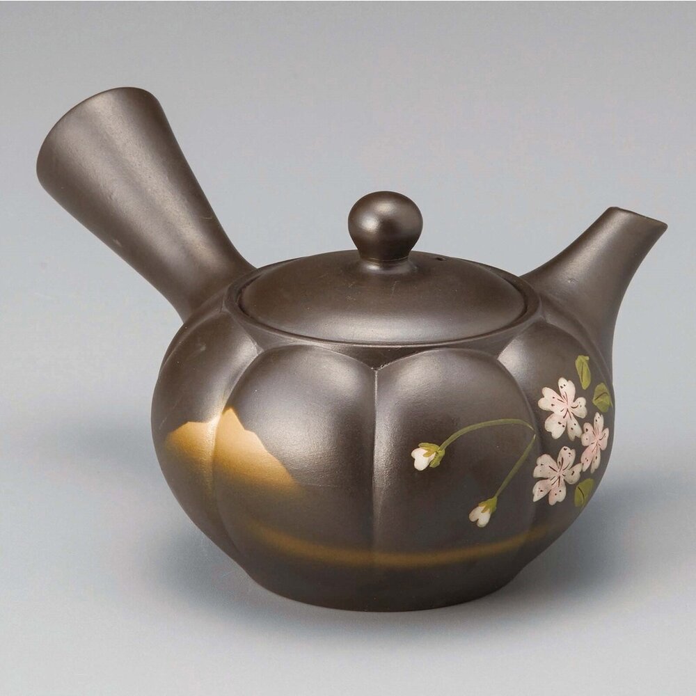 SF-020823-日本製 常滑燒 福仙黑泥菊櫻花 陶瓷茶壺 日式茶壺 泡茶 茶壺 泡茶壺 日式茶壺 朱泥 陶壺 紫砂壺 日本進口