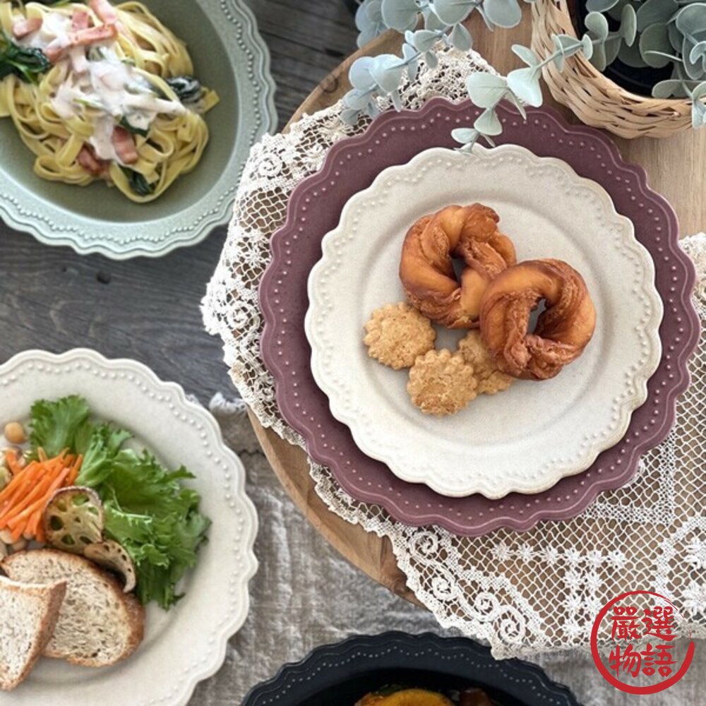 日本製 復古花邊餐盤 巴洛克浮雕 23cm 圓盤 陶瓷餐盤 美濃燒 蛋糕盤 點心盤 漂亮盤子 日本進口-圖片-1