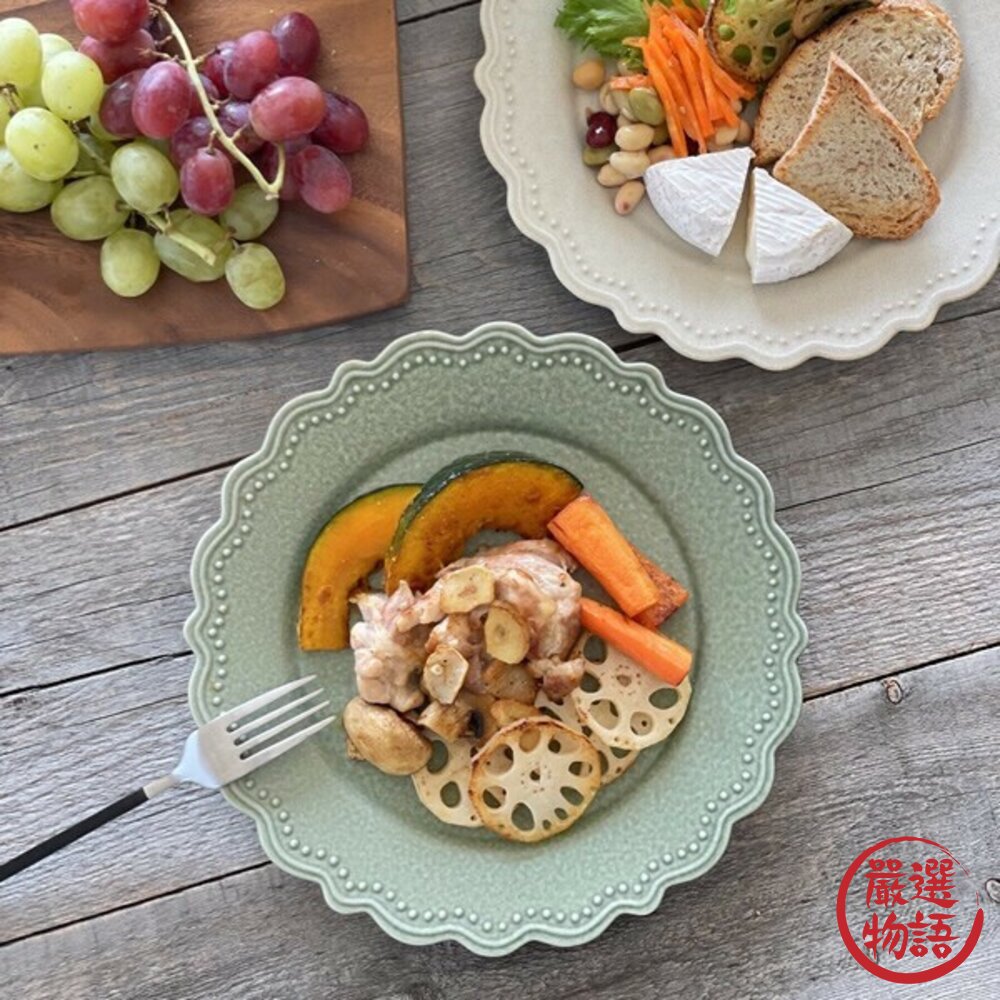 日本製 復古花邊餐盤 巴洛克浮雕 23cm 圓盤 陶瓷餐盤 美濃燒 蛋糕盤 點心盤 漂亮盤子 日本進口-圖片-3