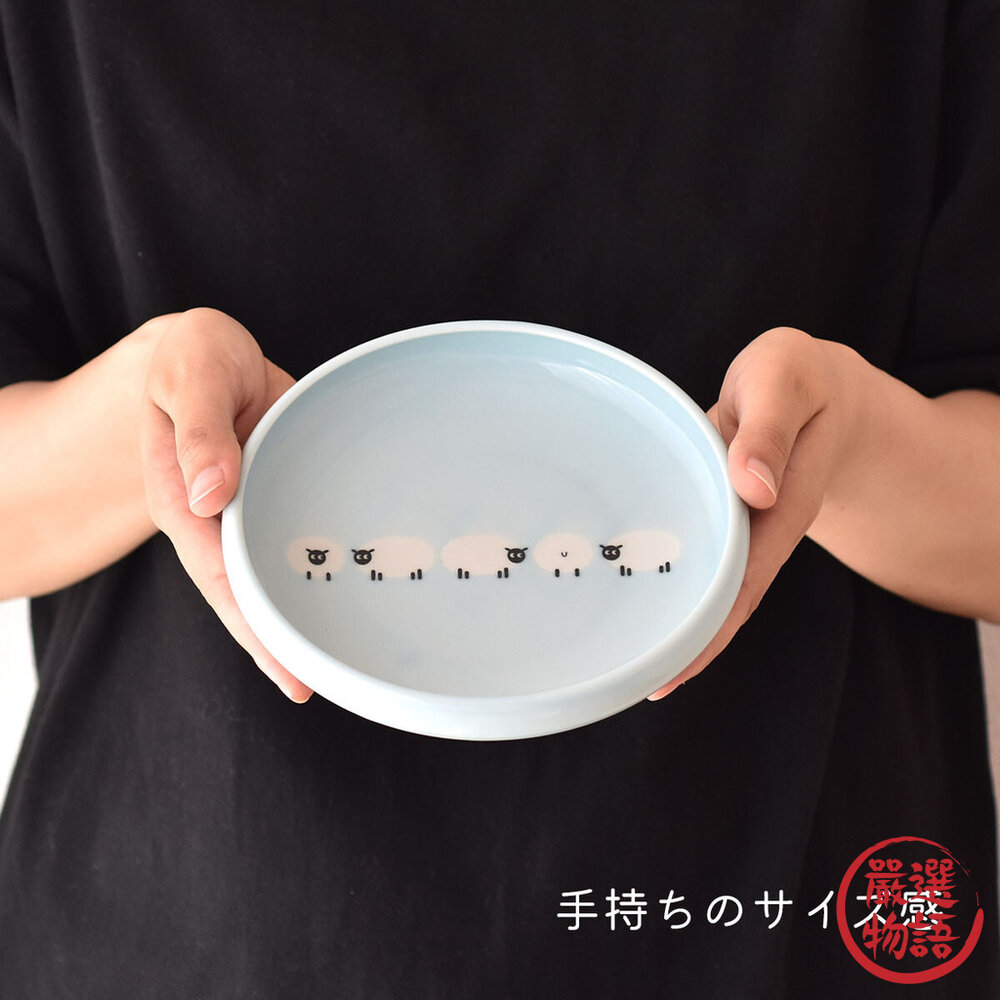 日本製 UN 美濃燒 陶瓷餐盤 圓盤 甜點盤 咖哩盤 義大利麵 菜盤 盤子 盤 綿羊 海豹-圖片-5