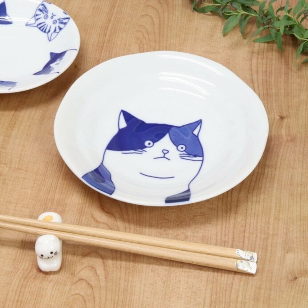 SF-020890-陶瓷盤 貓咪圓盤 日本美濃燒 貓奴必收 喵~SHICHITA 16cm 圓盤  點心盤 水果盤  甜點盤 日本進口