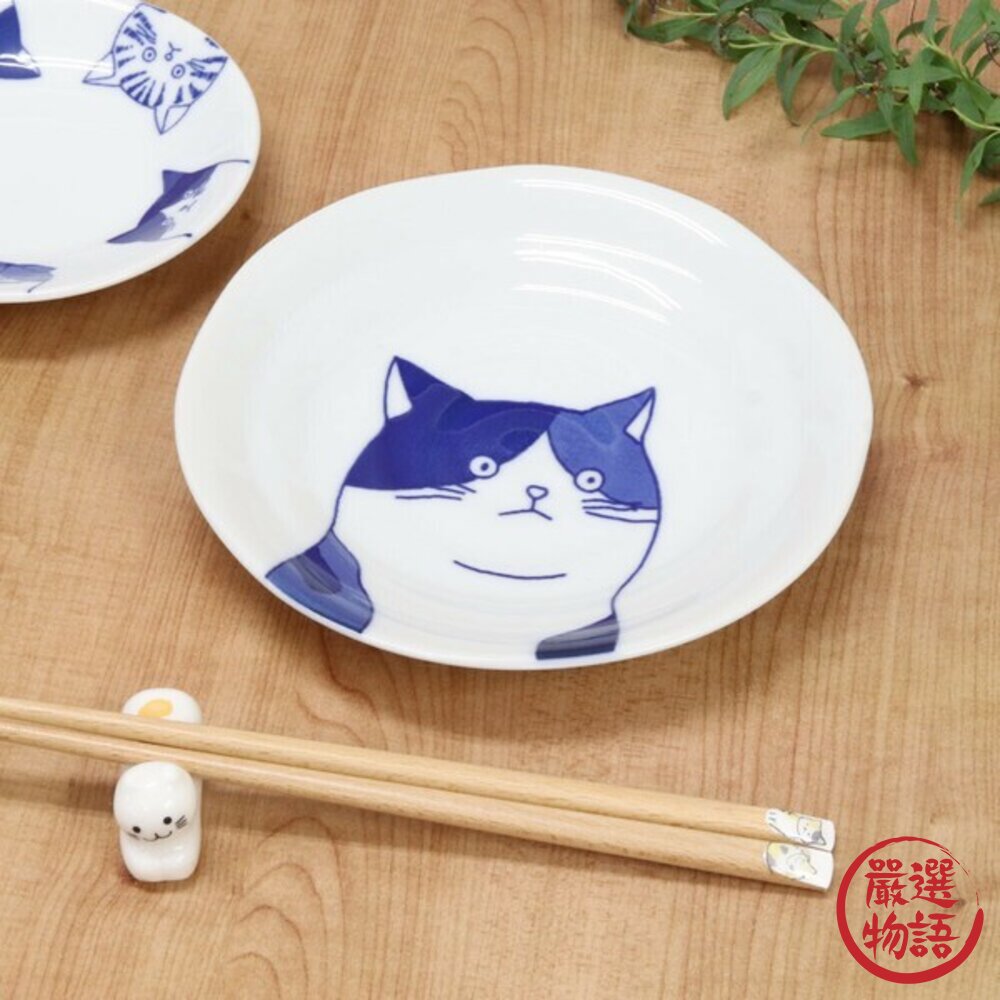陶瓷盤貓咪圓盤日本美濃燒貓奴必收喵~SHICHITA16cm圓盤點心盤水果盤甜點盤日本進口