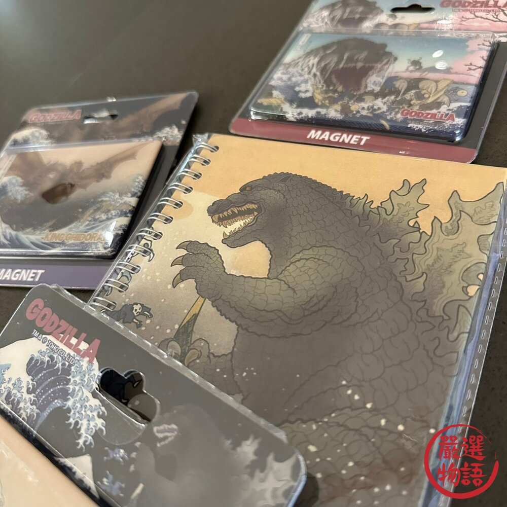浮世繪x哥吉拉 日本限定【Godzilla】 巨大磁鐵 浮世繪磁鐵 冰箱磁鐵 筆記本 神奈川 葛飾北齋 日本進口-圖片-1