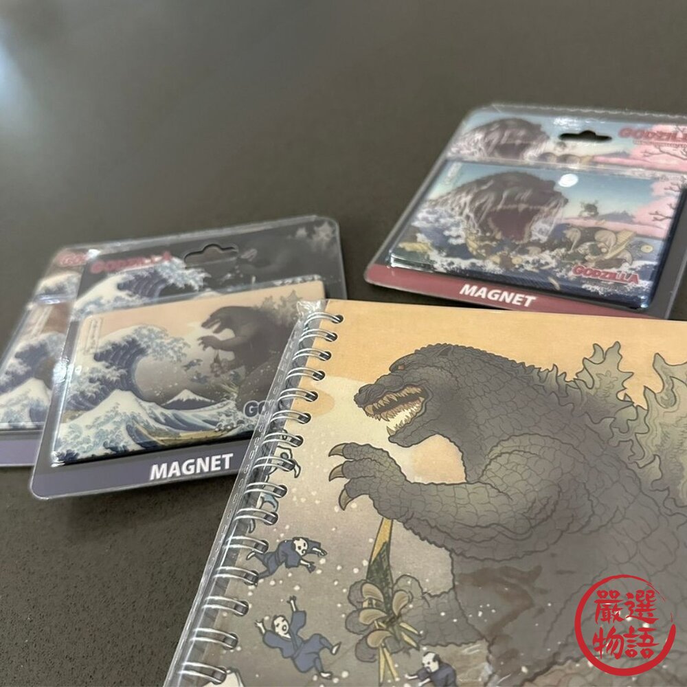 浮世繪x哥吉拉日本限定【Godzilla】巨大磁鐵浮世繪磁鐵冰箱磁鐵筆記本神奈川葛飾北齋日本進口