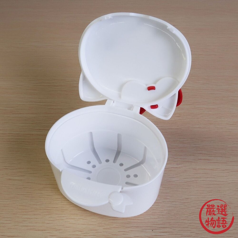 日本製 限定款 Hello Kitty 牙齒矯正維持器專用清洗盒|假牙 維持器 浸泡盒 收納盒 清洗盒 日本進口-圖片-2