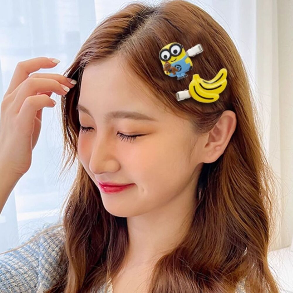 SF-020973-迪士尼髮夾2入組 日本 Skater 瀏海救星 可愛爆擊  三眼怪 小小兵 米妮 瀏海髮夾 前髮夾 髮飾 日本進口