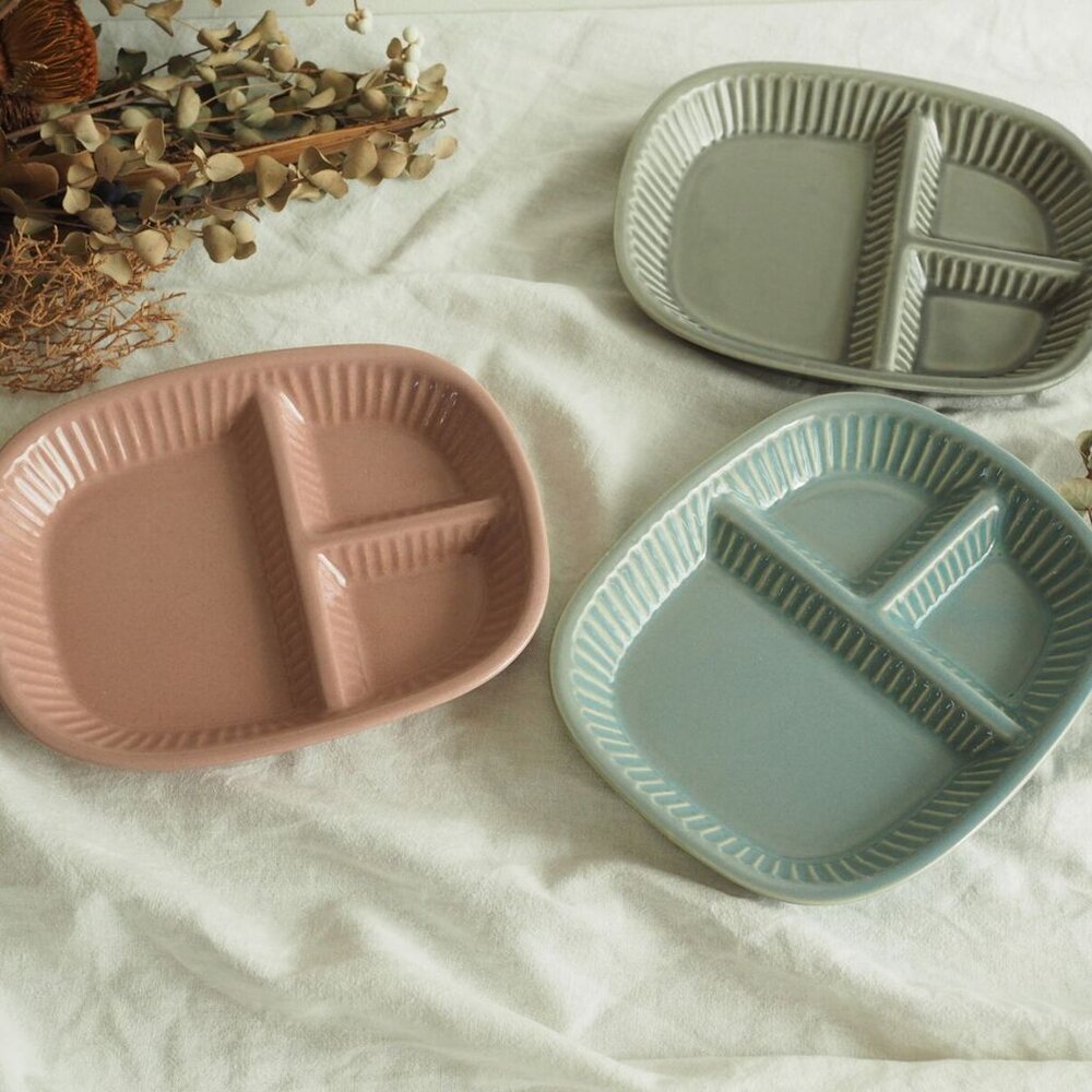 SF-020995-復古釉色分隔盤 三格盤 日本 美濃燒  211餐盤 分隔盤 陶瓷分隔盤 減脂餐盤 午餐盤 甜點盤 麵包盤 日本進口