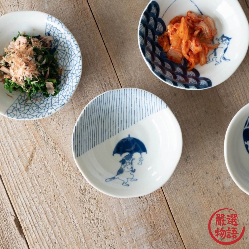 日本貓奴必收 碟盤碗 SHICHITA 最新貓咪 日本進口 全五款 美濃燒 插畫貓 貓奴 陶瓷 小菜碟 小缽 淺盤-圖片-4