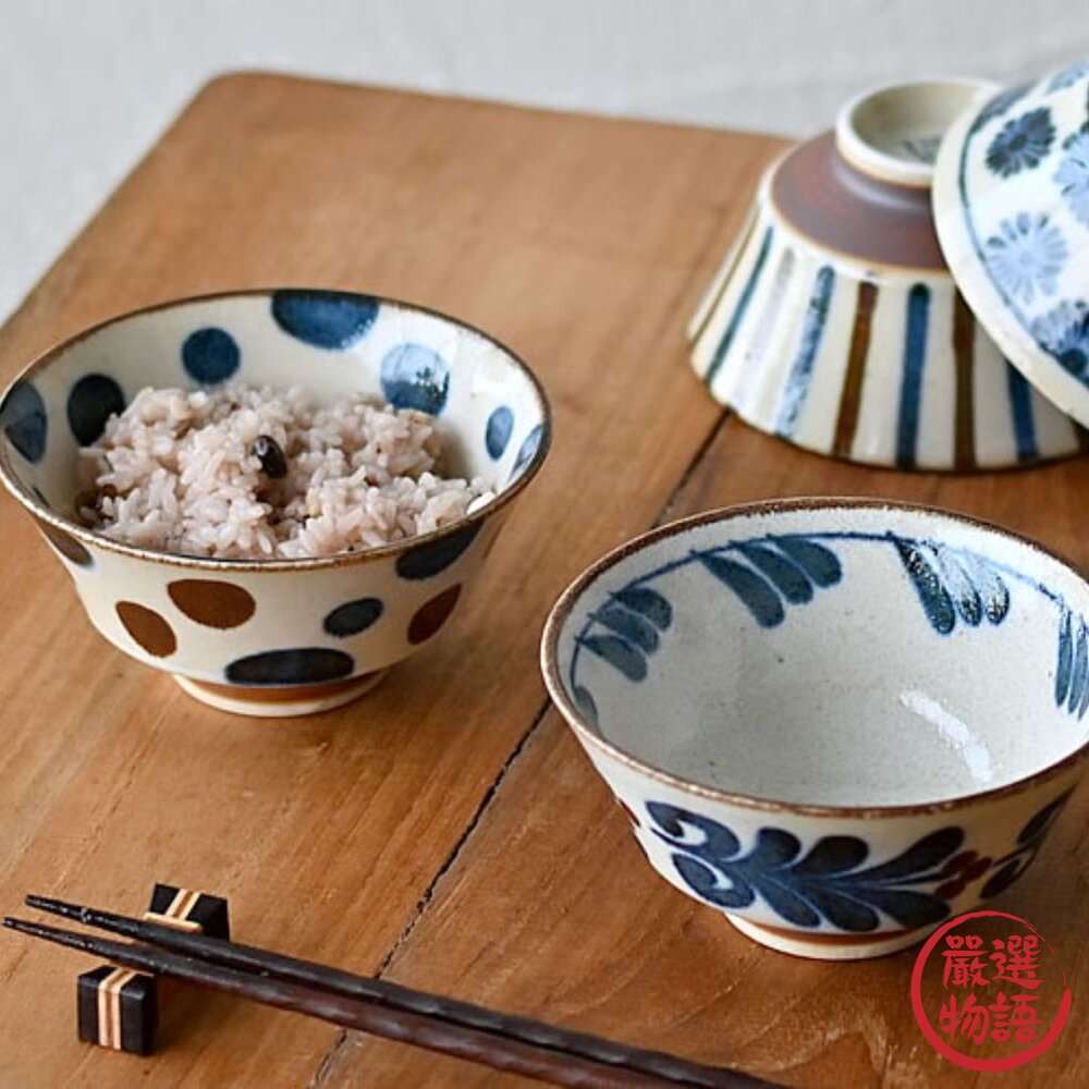 日本 美濃燒 手繪粗陶飯碗 釉下彩 家用碗 | 日本製飯碗 小碗 日式碗 陶瓷碗 多用碗 飯碗 美濃燒碗-圖片-1