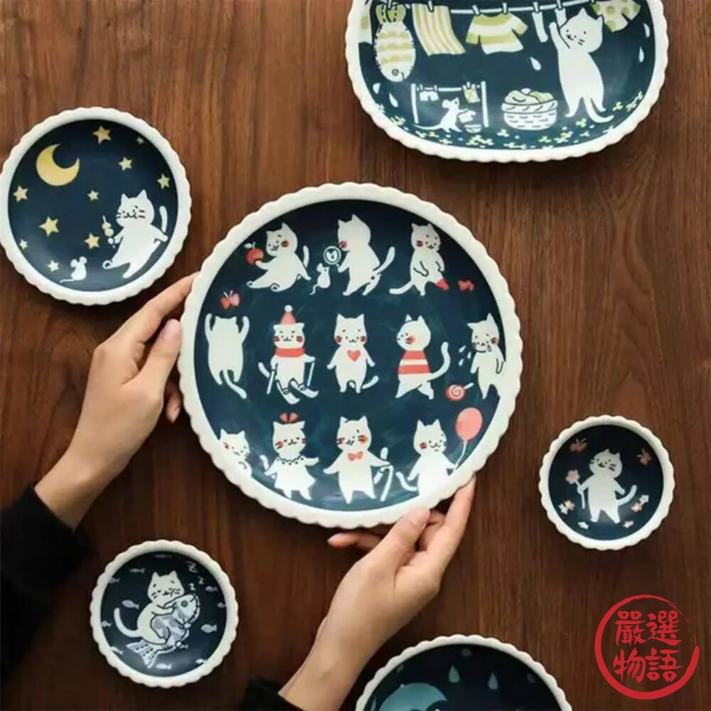 日本製 貓咪陶瓷餐盤 美濃燒 淺盤 點心盤 | 義大利麵盤 咖哩盤 小碟 盤子 貓咪盤 日式餐具 封面照片