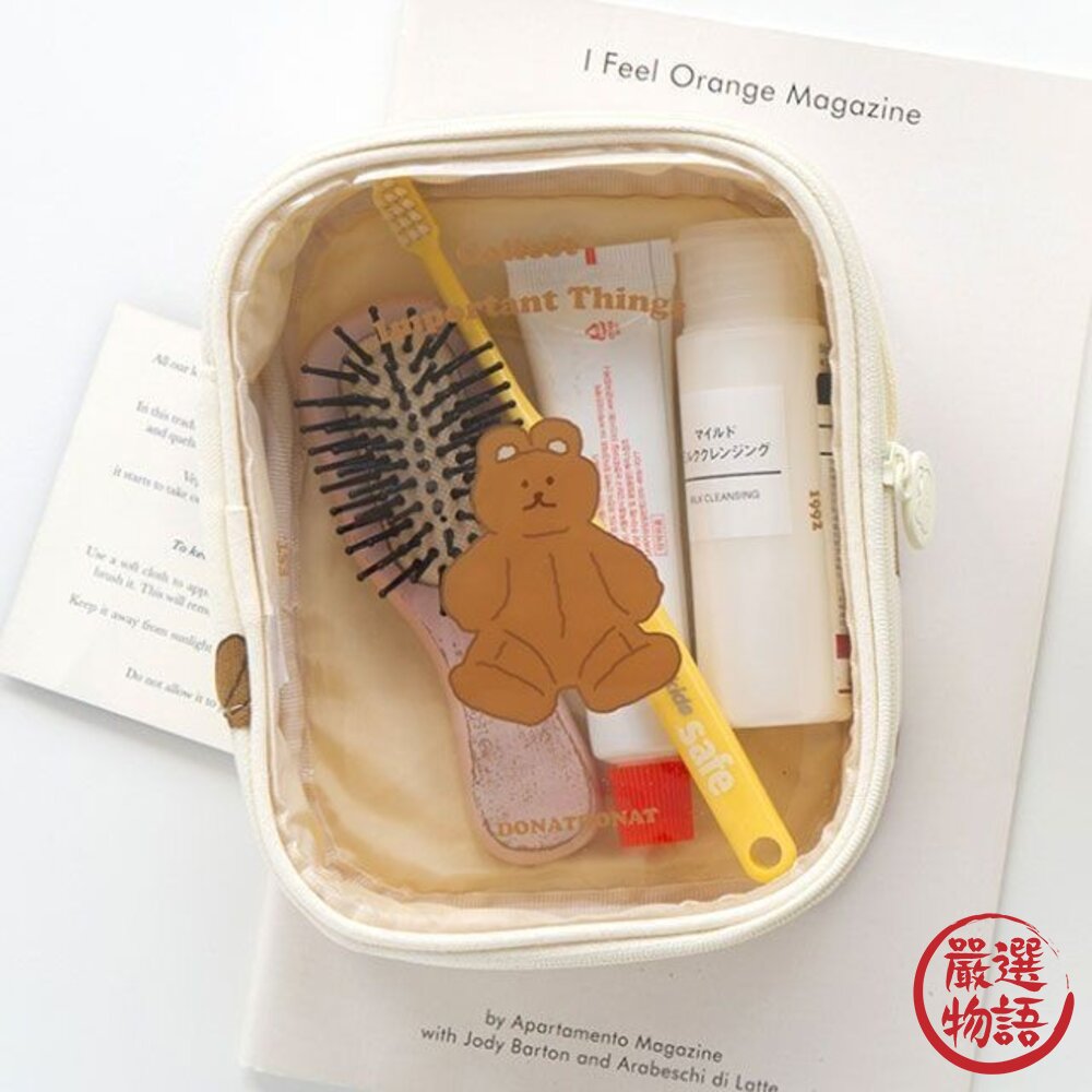 韓國文創 Romane 可愛收納包 透明娃包 鉛筆盒 化妝包 筆袋 小物收納包 PVC防水-圖片-4