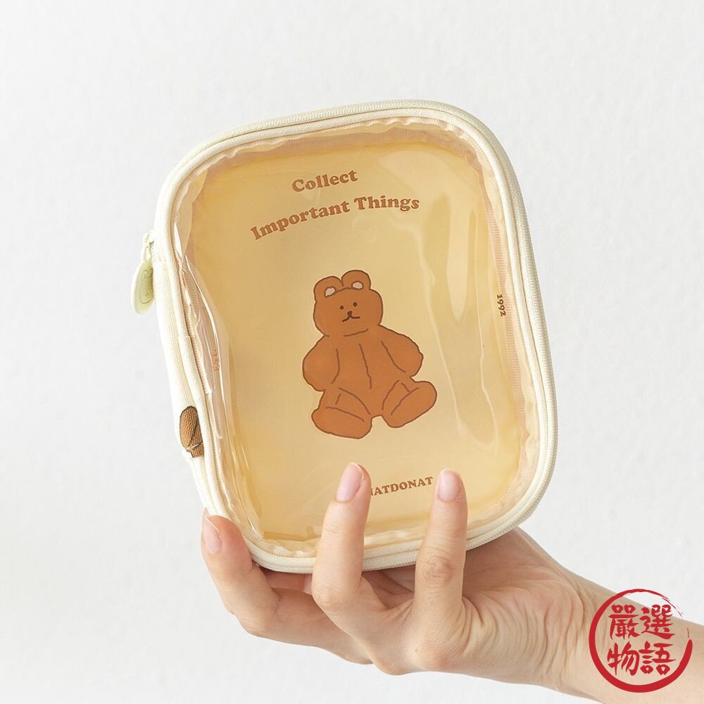 韓國文創 Romane 可愛收納包 透明娃包 鉛筆盒 化妝包 筆袋 小物收納包 PVC防水-圖片-5