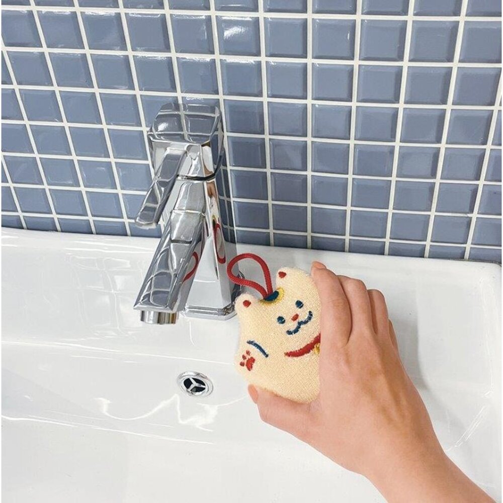 SF-021248-開運海綿 清潔海綿 附掛繩 DECOLE | 達摩 富士山 柴犬 招財貓 菜瓜布 海綿 廚房 造型海綿