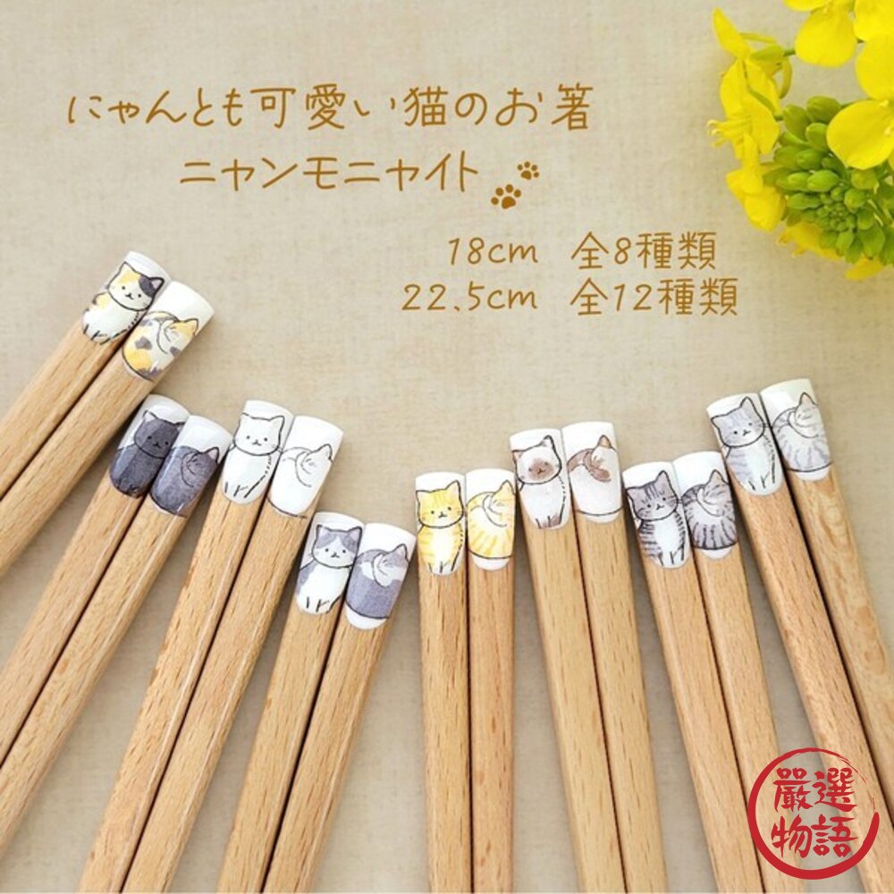 SF-021259 - 日本製 田中箸店天然木筷 貓咪 五款 | 抗菌 可愛貓咪 筷子 環保筷 竹筷 貓奴必備